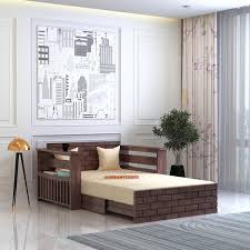 Dreamydesks Imperio Solid Wood Sofa Cum Bed with Side Storage for Living Room/3Year Warranty 3 Seater Double Solid Wood Pull Out Sofa Cum Bed