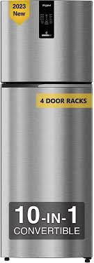 Whirlpool 327 L Frost Free Double Door 2 Star Convertible Refrigerator  with 10-in-1 (Steel, INV CNV 375 (2S)-TL)