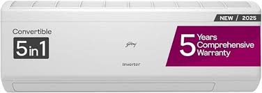 Godrej 2025 Model 2 Ton 3 Star Split Inverter AI Powered, 5-In-1 Convertible, AC (AC 2T SIC 24ITC3 WZR Split 3S, White)