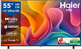 Haier 140 cm (55 inch) Ultra HD (4K) LED Smart Google TV Dual Band Wi-Fi |2GB RAM + 32GB ROM (55H5E)