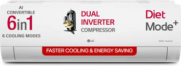 LG 2025 Model 1 Ton 5 Star Split AI Dual Inverter AI Convertible 6-in-1 with Faster Cooling and Energy Savings, VIRAAT Mode and Diet Mode Plus AC (US-Q14YNZE, White)