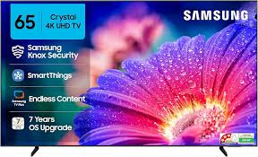 Samsung Crystal 4K Vision Pro 163 cm (65 inch) Ultra HD (4K) LED Smart Tizen TV with Bright Vision | 4K Upscaling | Multiple Voice Assistance Remote | Purcolor | HDR 10+ | Auto Game Mode |  (UA65DUE76AKLXL)