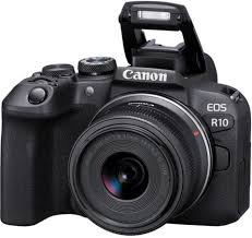 Canon EOS R10 Mirrorless Camera Body with RF-S 18 – 45 mm f/4.5 – 6.3 IS STM Lens (Black)