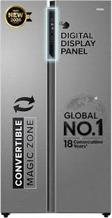 Haier 596 L Frost Free Double Door Convertible Refrigerator (Shiny Steel, HES-690SS-P)