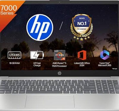 HP AMD Ryzen 5 Quad Core 7520U – (16 GB/512 GB SSD)