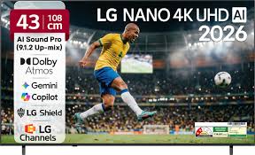 LG 108 cm (43 inch) Ultra HD (4K) LED Smart WebOS TV 2026 Edition with NANO  Multi AI (Google Gemini & MS Copilot)(43NU870BPLA)