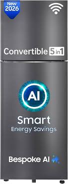 Samsung 419 L Frost Free Double Door 3 Star Refrigerator  with Convertible 5-in-1, Wifi Enabled, Bespoke AI, (BLACK DOI, RT45HG6A43B1HL)