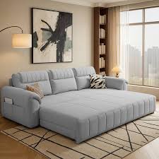 Casaliving Alicia 3 Seater Double Solid Wood Pull Out Sofa Cum Bed (Finish Color – Grey Delivery Condition – Pre-assembled)